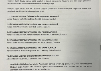 Medipol Üniversitesi Hastanesi ile indirim anlaşması